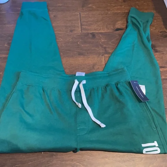 Tommy Hilfiger Mens Sweatpants Green NWT White Logo Joggers - Picture 5 of 5